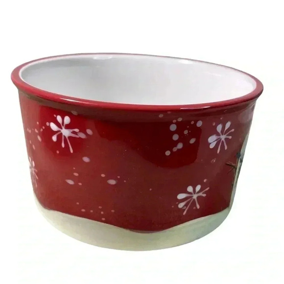 Snowman Christmas Dish Perfect for Dips, Nuts or Candy beautiful red - Picture 3 of 8